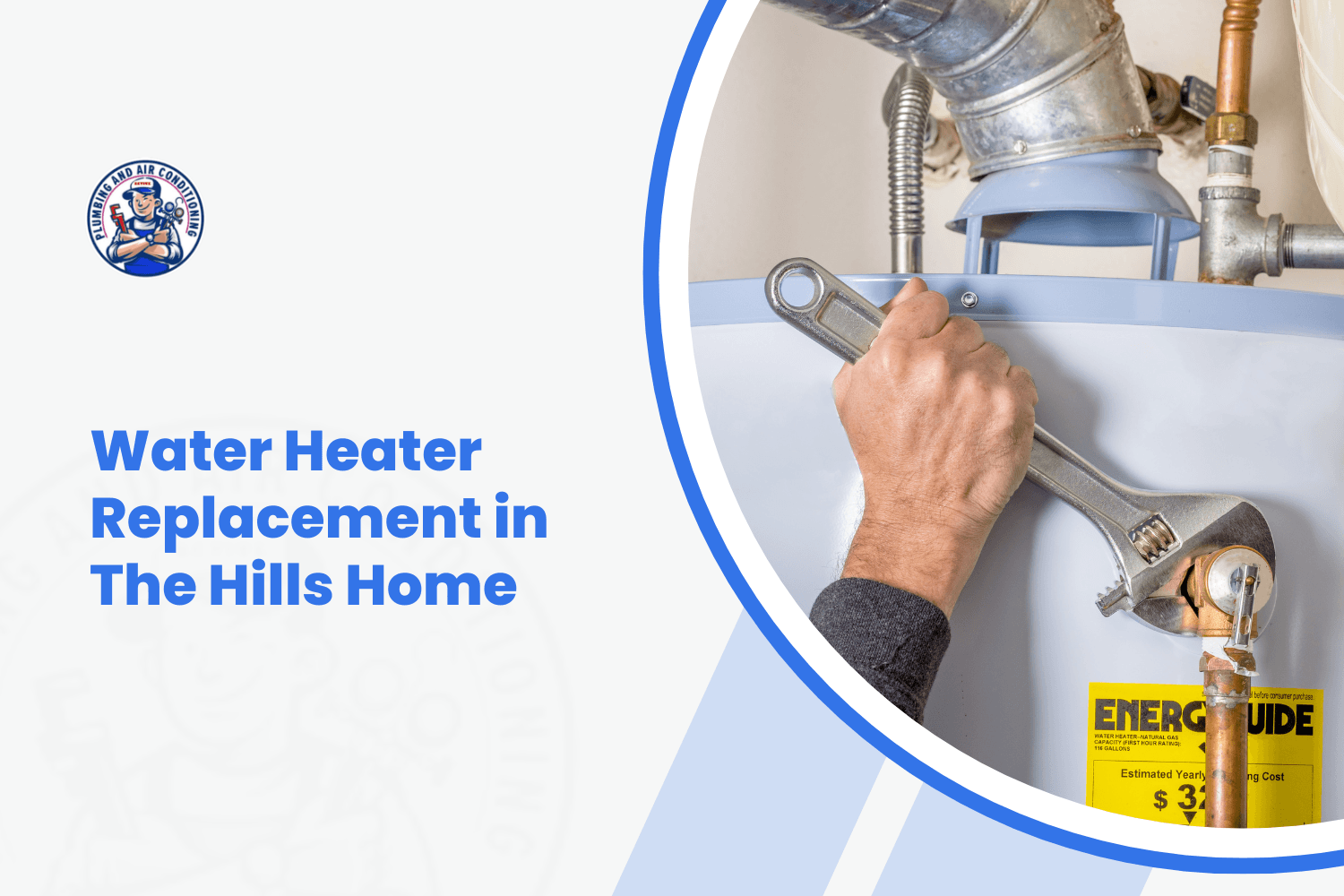 Plumber using wrench to replace water heater in The Hills home